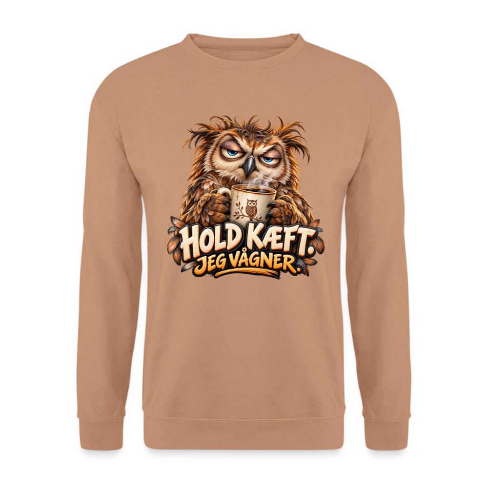 CityShirts - Sweatshirt - Hold kæft. Jeg vågner. – morgenugle - CS027 - mokka