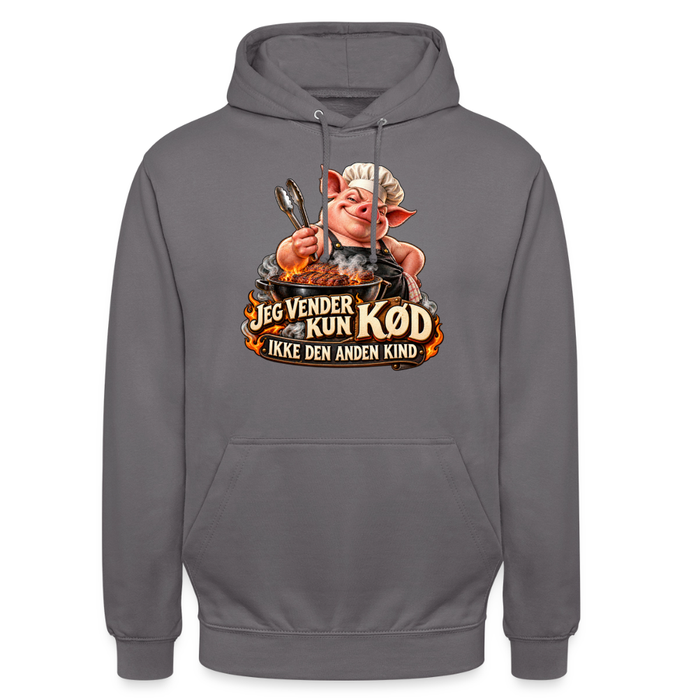 CityShirts - Hoodie - Jeg vender kun kød – Ikke den anden kind - CS044 - mellemgrå