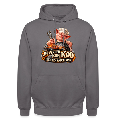 CityShirts - Hoodie - Jeg vender kun kød – Ikke den anden kind - CS044 - mellemgrå