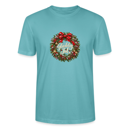 CityShirts - T-shirt - Glædelig Jul – julekrans - CS059 - pastelturkis