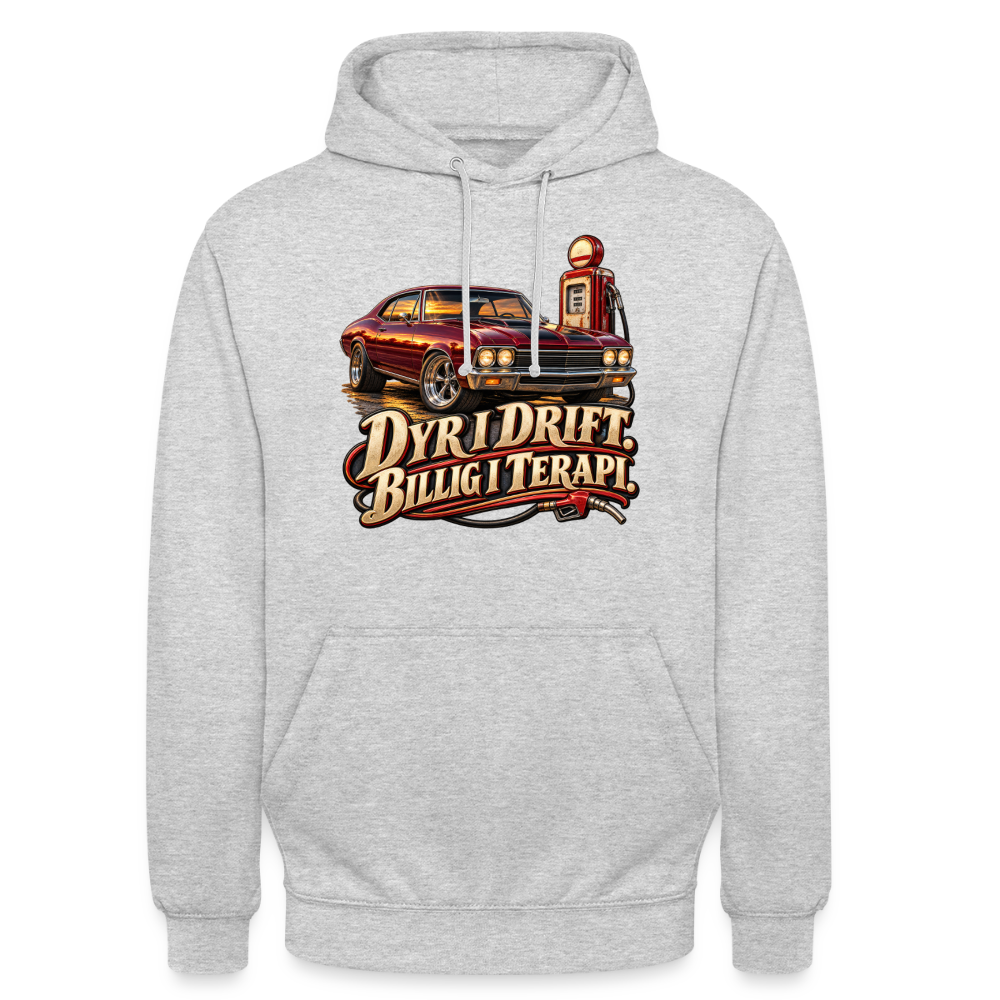 CityShirts - Hoodie - Dyr i drift. Billig i terapi. – V8 - CS029 - lysegrå meleret