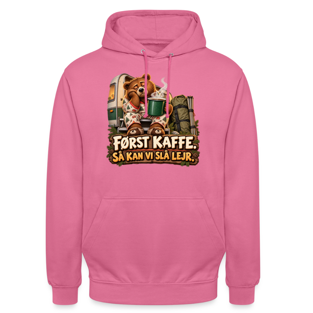 CityShirts - Hoodie - Først kaffe – Så kan vi slå lejr - CS043 - pink