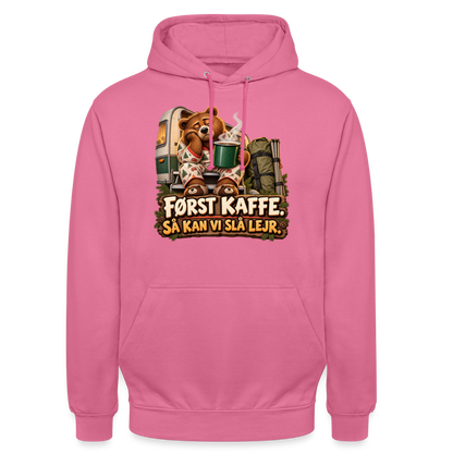 CityShirts - Hoodie - Først kaffe – Så kan vi slå lejr - CS043 - pink