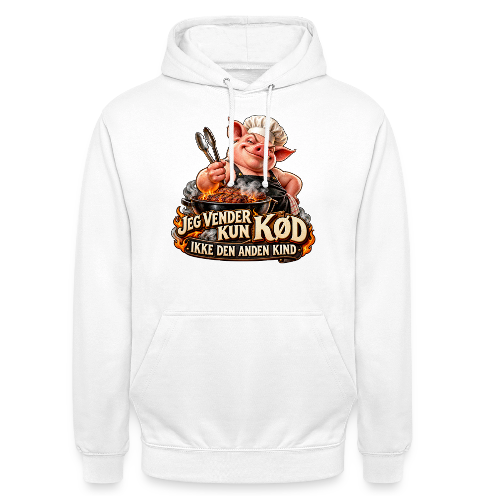 CityShirts - Hoodie - Jeg vender kun kød – Ikke den anden kind - CS044 - hvid
