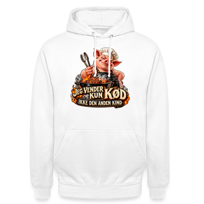 CityShirts - Hoodie - Jeg vender kun kød – Ikke den anden kind - CS044 - hvid