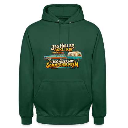 CityShirts - Hoodie - Jeg holder ikke i kø – Jeg viser mit sommerhus frem - CS034 - flaskegrøn