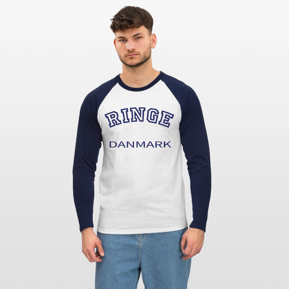 CityShirt - Baseball T-Shirt - Ringe - hvid/marineblå