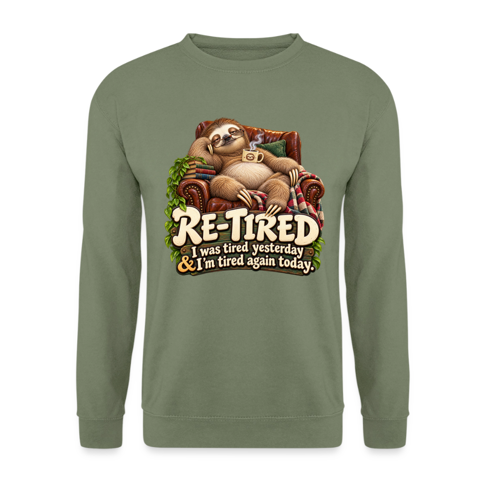 CityShirts - Sweatshirt - Re-tired – Tired again today - CS009 - militærgrøn