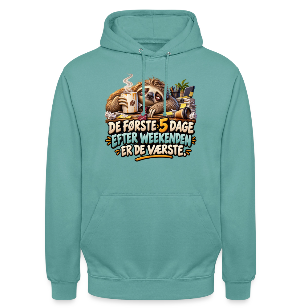 CityShirts - Hoodie - De første 5 dage efter weekenden er de værste - CS023 - pastelturkis