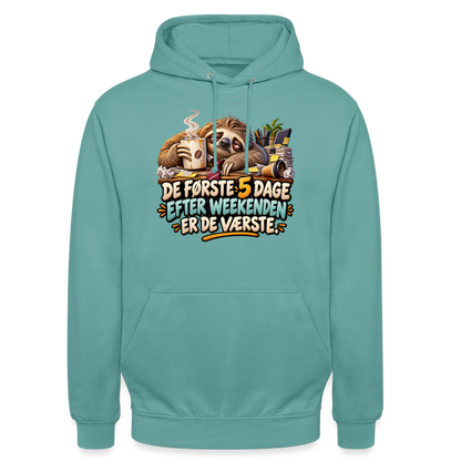 CityShirts - Hoodie - De første 5 dage efter weekenden er de værste - CS023 - pastelturkis