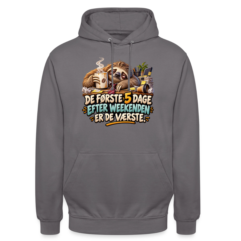 CityShirts - Hoodie - De første 5 dage efter weekenden er de værste - CS023 - mellemgrå