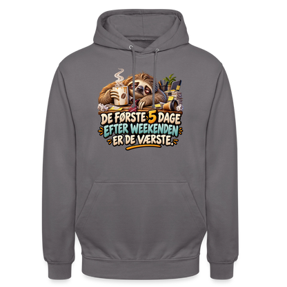 CityShirts - Hoodie - De første 5 dage efter weekenden er de værste - CS023 - mellemgrå