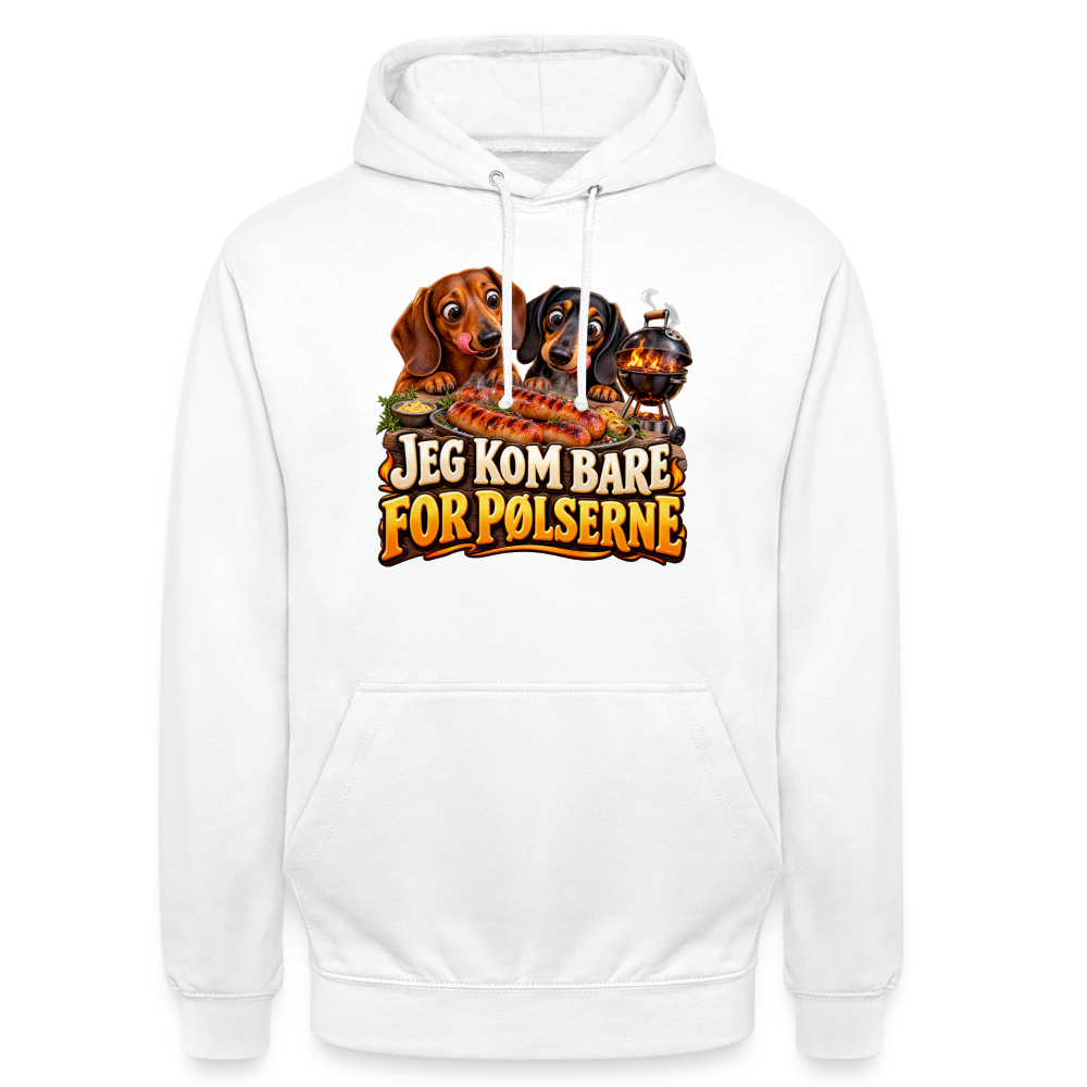 CityShirts - Hoodie - Jeg kom bare for pølserne - CS048 - hvid