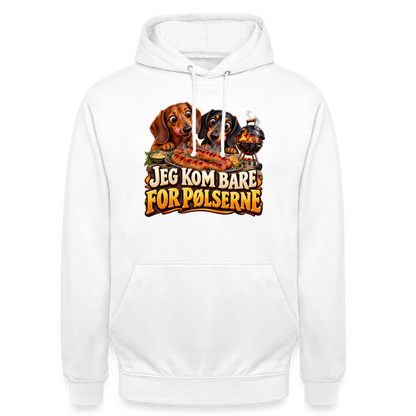 CityShirts - Hoodie - Jeg kom bare for pølserne - CS048 - hvid