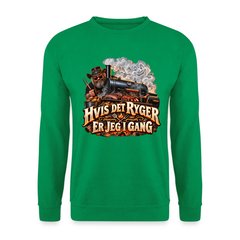 CityShirts - Sweatshirt - Hvis det ryger, er jeg i gang - CS051 - kelly grøn