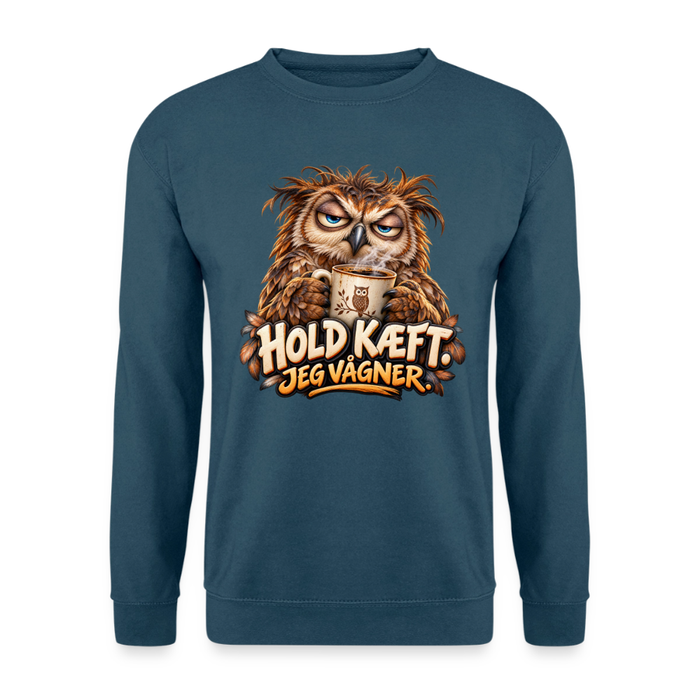 CityShirts - Sweatshirt - Hold kæft. Jeg vågner. – morgenugle - CS027 - indigoblå