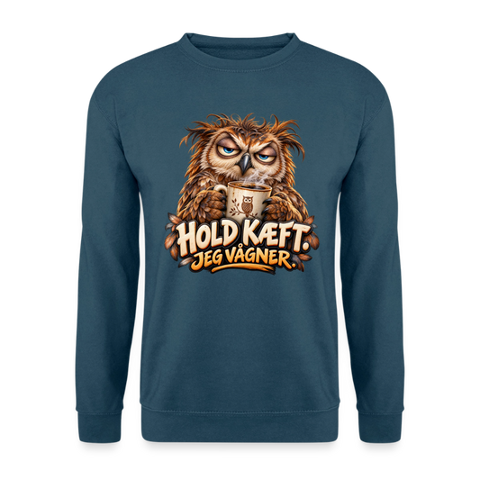 CityShirts - Sweatshirt - Hold kæft. Jeg vågner. – morgenugle - CS027 - indigoblå