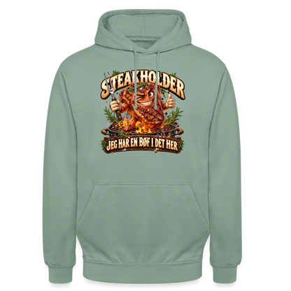 CityShirts - Hoodie - Steakholder – Jeg har en bøf i det her - CS052 - grågrøn