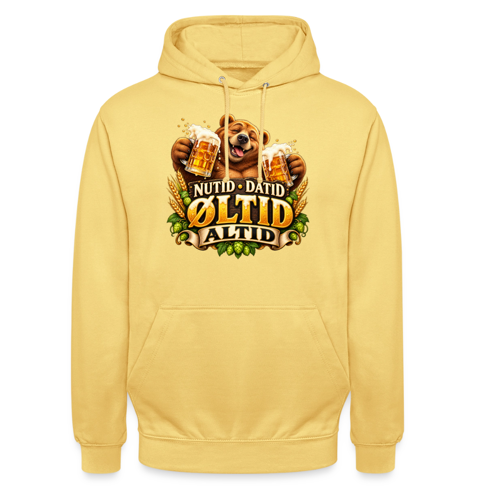 CityShirts - Hoodie - Nutid, datid, øltid – altid - CS006 - citrongul