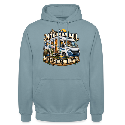CityShirts - Hoodie - Mit hjem har hjul – Min chef har mit fravær - CS040 - gråblå