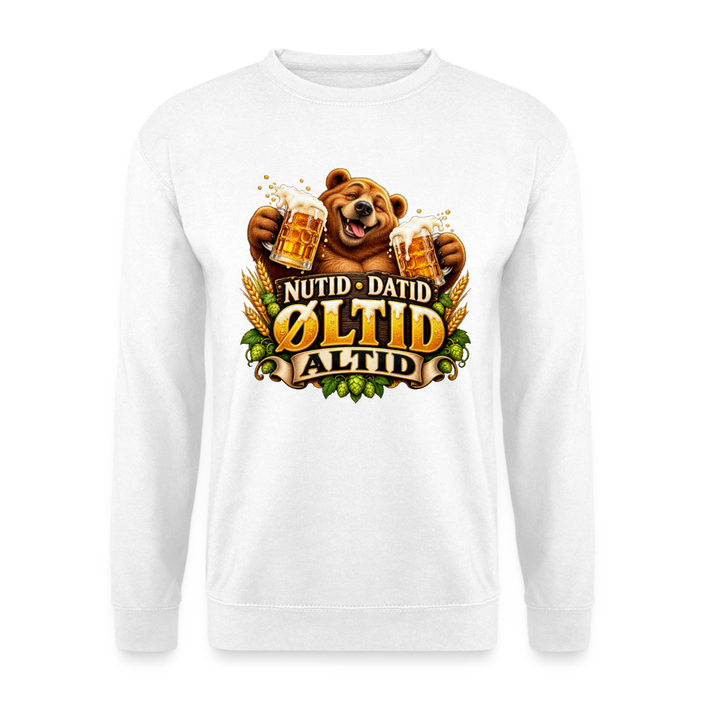 CityShirts - Sweatshirt - Nutid, datid, øltid – altid - CS006 - hvid