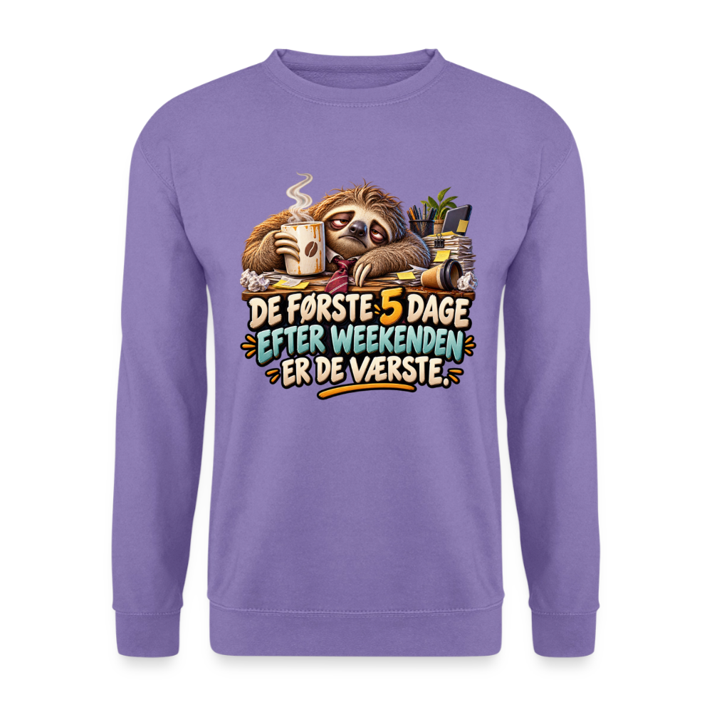 CityShirts - Sweatshirt - De første 5 dage efter weekenden er de værste - CS023 - lavendel