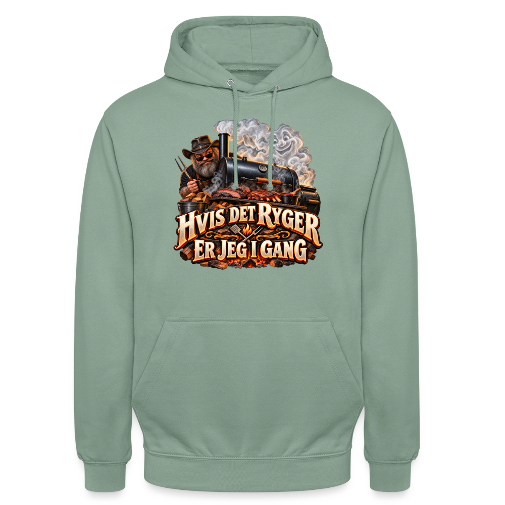 CityShirts - Hoodie - Hvis det ryger, er jeg i gang - CS051 - grågrøn