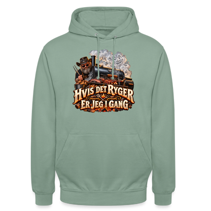 CityShirts - Hoodie - Hvis det ryger, er jeg i gang - CS051 - grågrøn