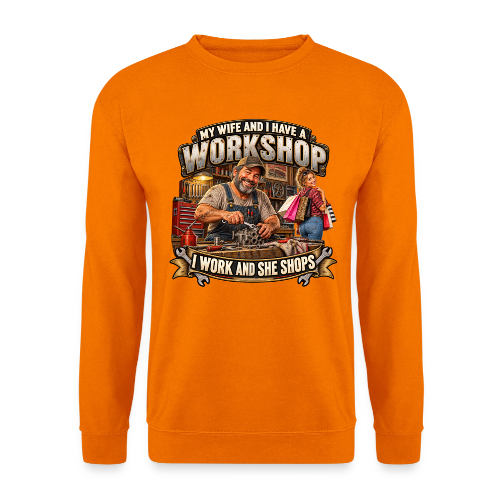 CityShirts - Sweatshirt - Workshop – I work and she shops - CS021 - orange