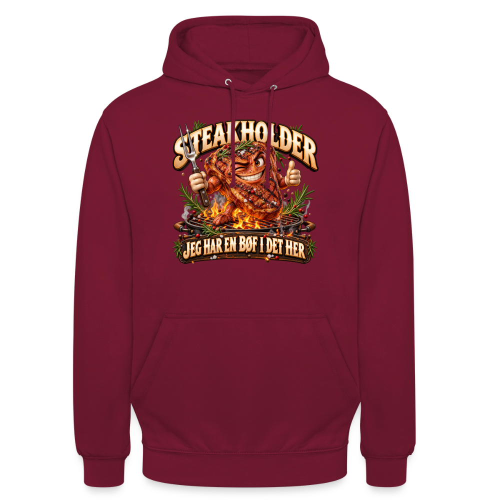 CityShirts - Hoodie - Steakholder – Jeg har en bøf i det her - CS052 - bordeaux