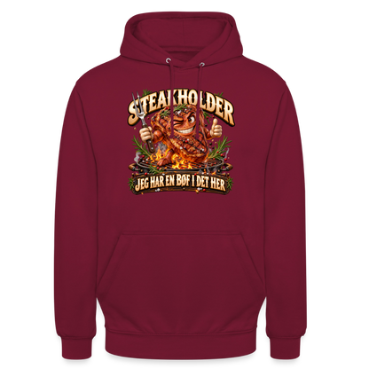 CityShirts - Hoodie - Steakholder – Jeg har en bøf i det her - CS052 - bordeaux
