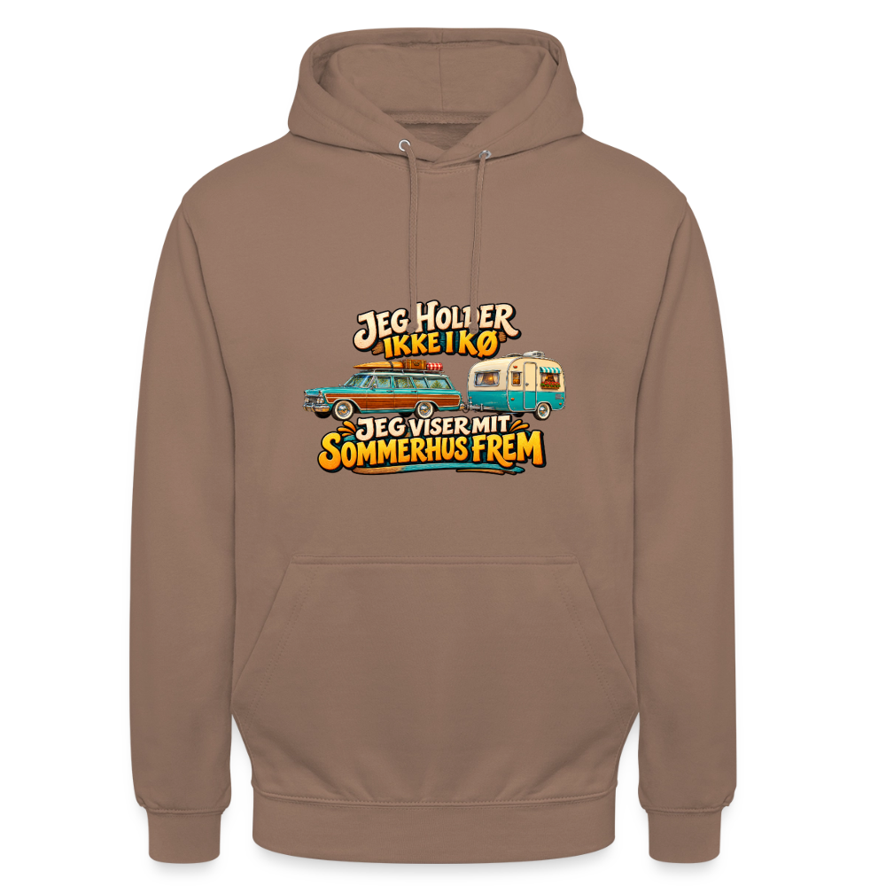 CityShirts - Hoodie - Jeg holder ikke i kø – Jeg viser mit sommerhus frem - CS034 - mokka