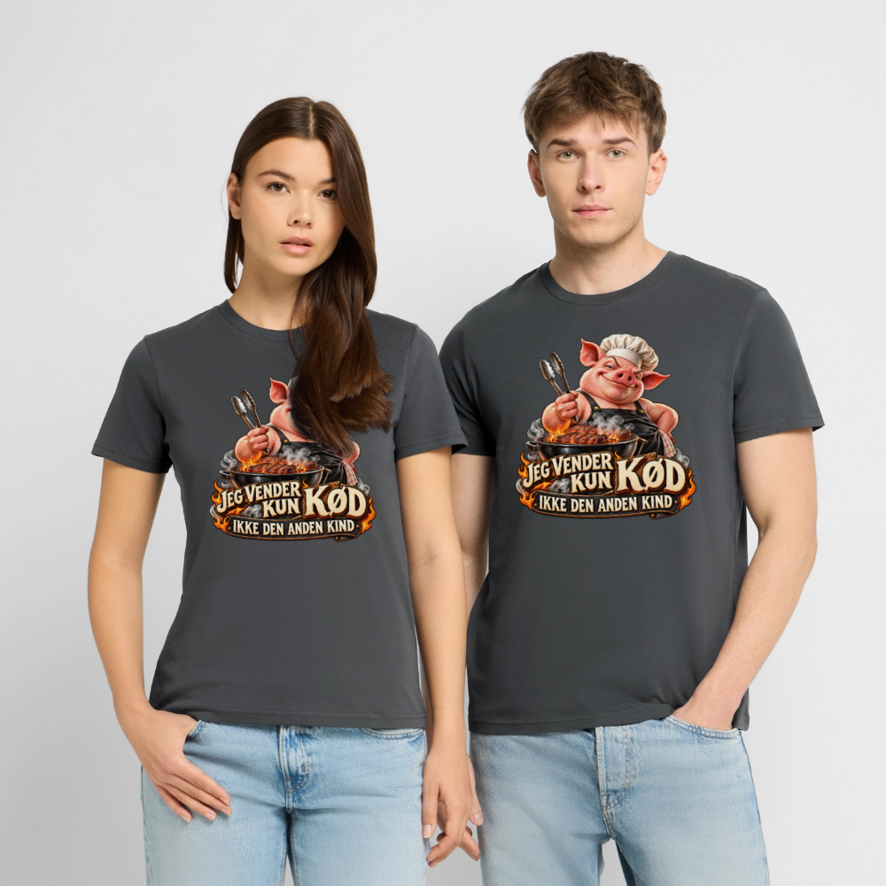 CityShirts - T-shirt - Jeg vender kun kød – Ikke den anden kind - CS044 - charcoal