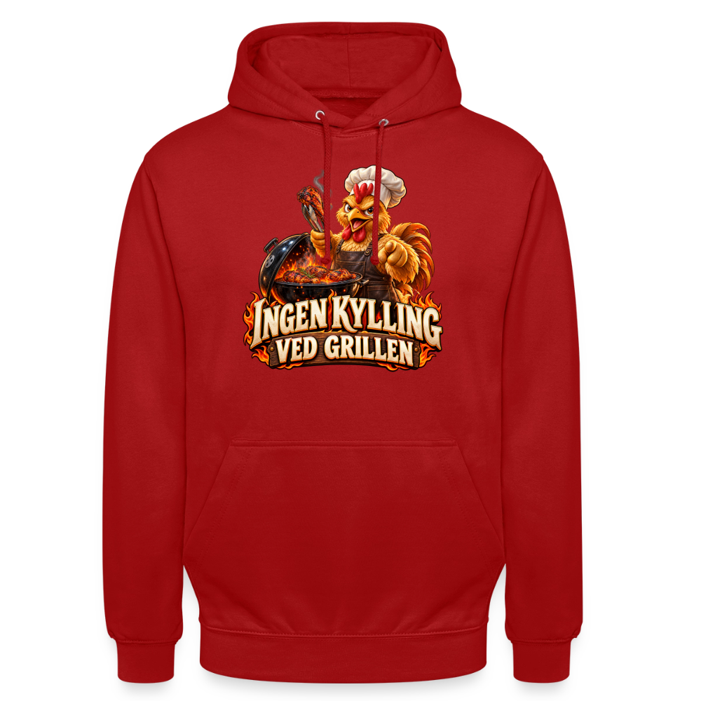 CityShirts - Hoodie - Ingen kylling ved grillen - CS054 - rød