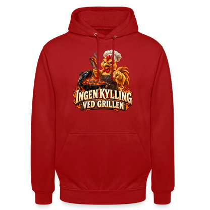 CityShirts - Hoodie - Ingen kylling ved grillen - CS054 - rød
