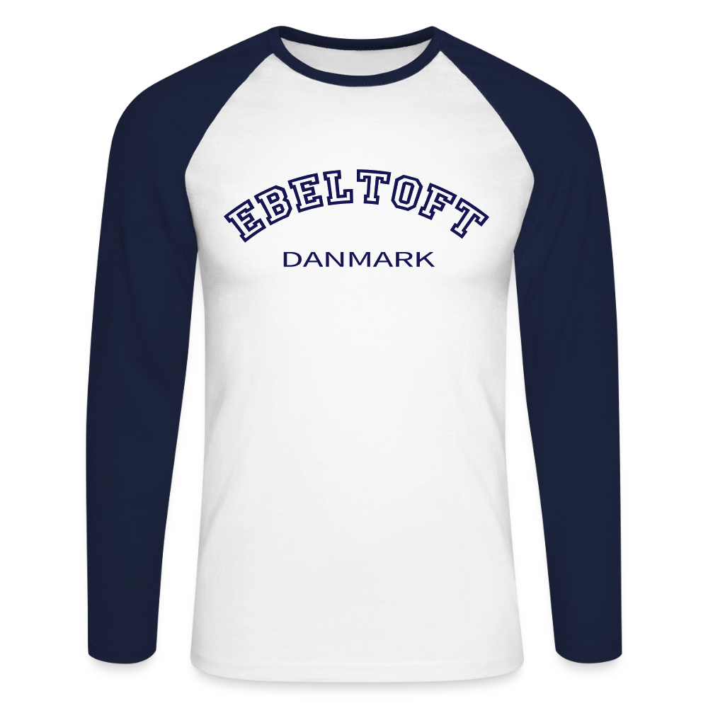CityShirt - Baseball T-Shirt - Ebeltoft - hvid/marineblå