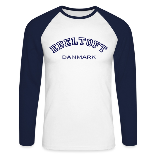 CityShirt - Baseball T-Shirt - Ebeltoft - hvid/marineblå