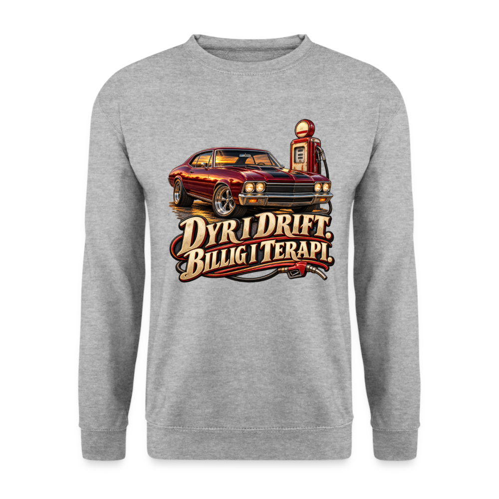 CityShirts - Sweatshirt - Dyr i drift. Billig i terapi. – V8 - CS029 - hvidgrå meleret
