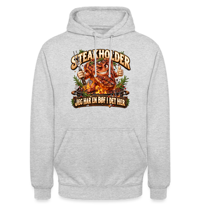 CityShirts - Hoodie - Steakholder – Jeg har en bøf i det her - CS052 - lysegrå meleret
