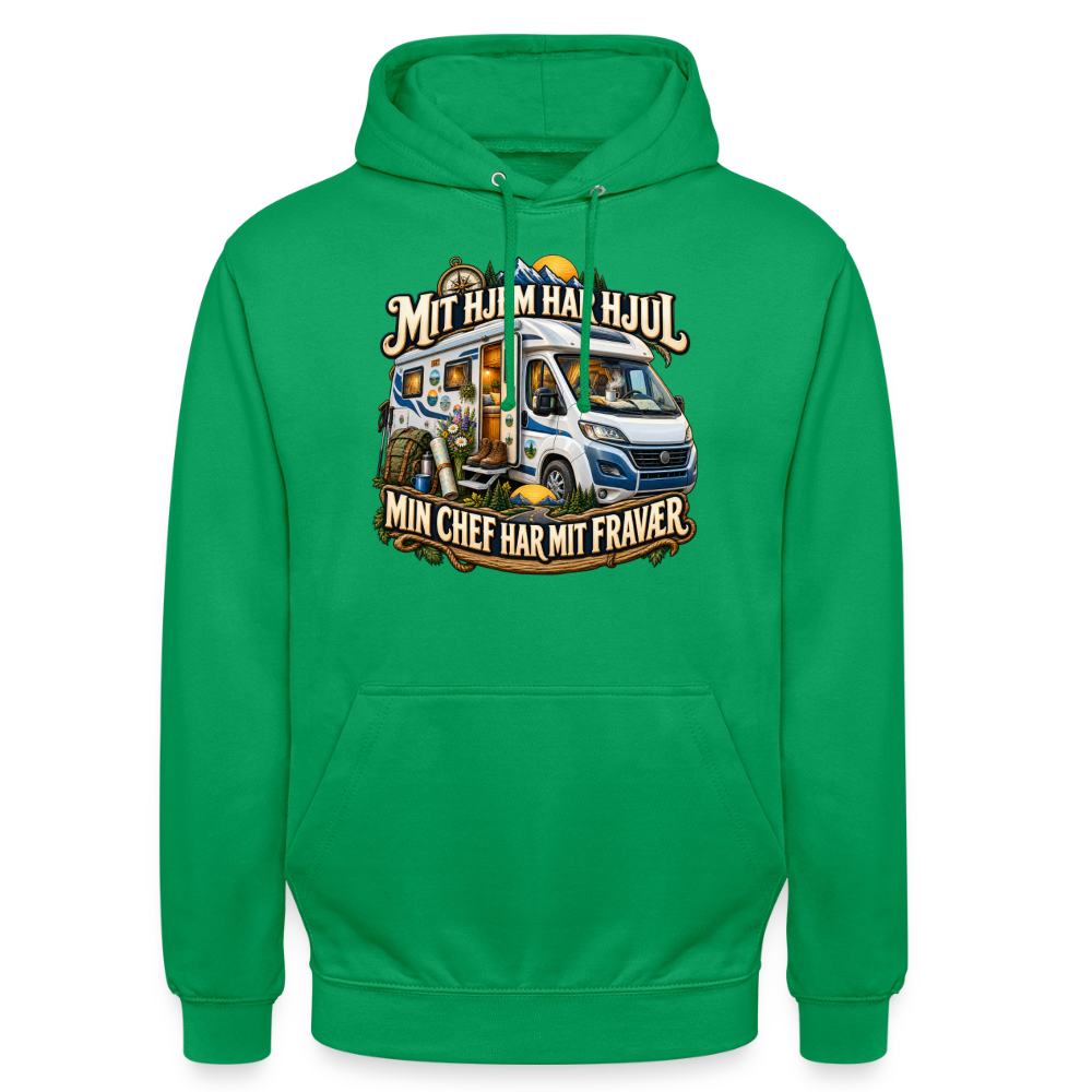 CityShirts - Hoodie - Mit hjem har hjul – Min chef har mit fravær - CS040 - kelly grøn