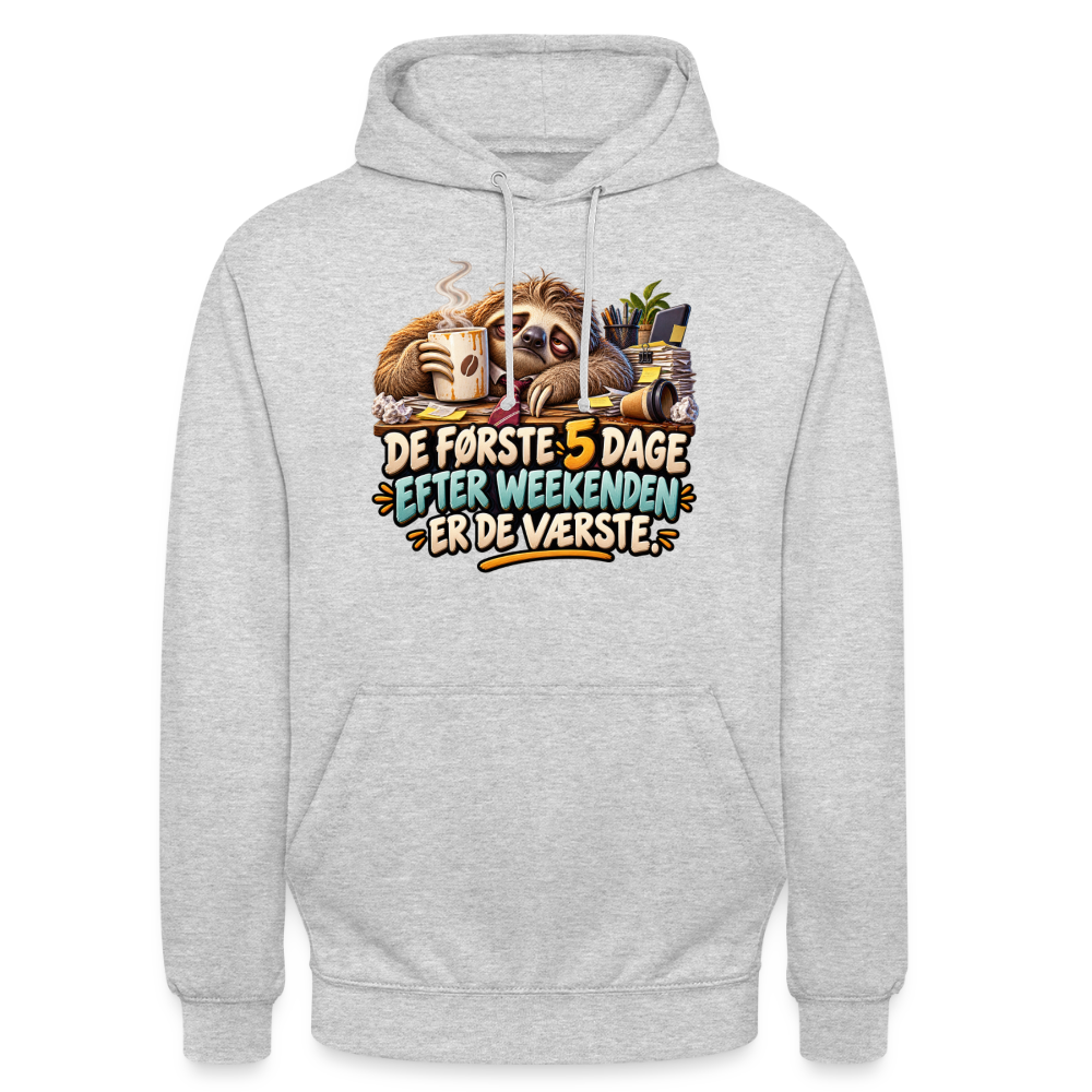 CityShirts - Hoodie - De første 5 dage efter weekenden er de værste - CS023 - lysegrå meleret
