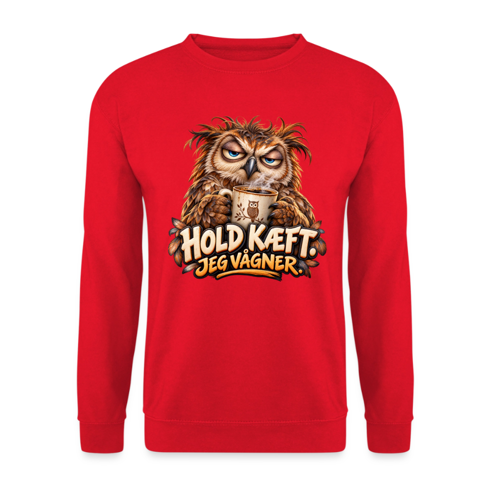 CityShirts - Sweatshirt - Hold kæft. Jeg vågner. – morgenugle - CS027 - rød
