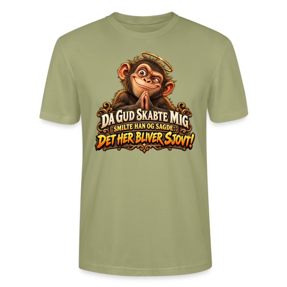 CityShirts - T-shirt - Da Gud skabte mig – Det her bliver sjovt! - CS004 - grågrøn