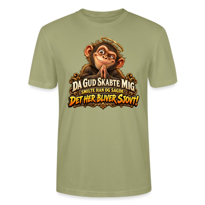 CityShirts - T-shirt - Da Gud skabte mig – Det her bliver sjovt! - CS004 - grågrøn