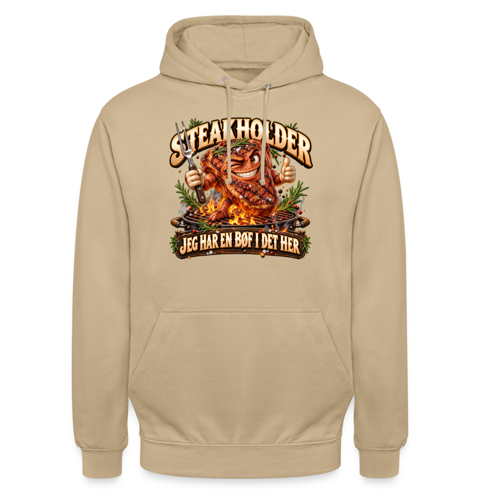 CityShirts - Hoodie - Steakholder – Jeg har en bøf i det her - CS052 - beige