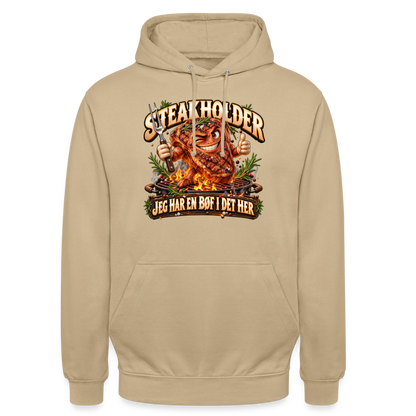 CityShirts - Hoodie - Steakholder – Jeg har en bøf i det her - CS052 - beige