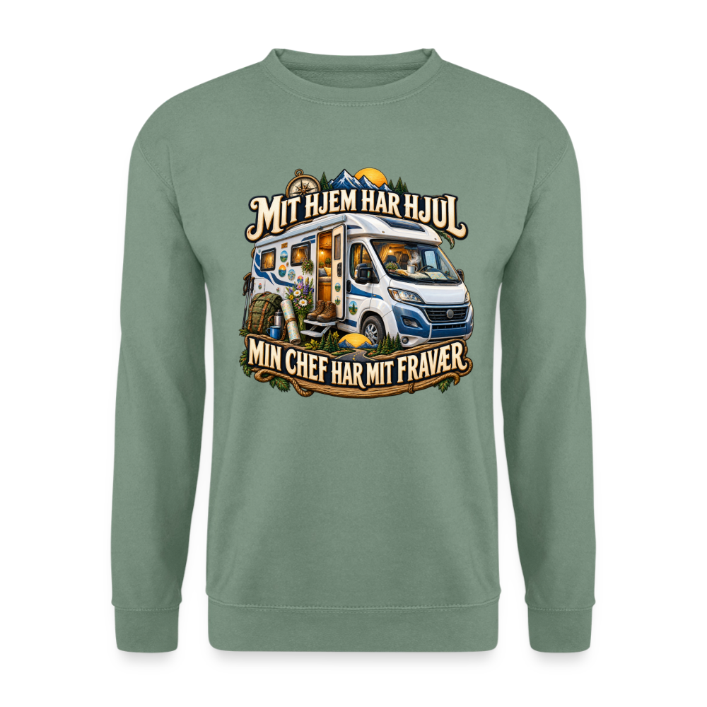 CityShirts - Sweatshirt - Mit hjem har hjul – Min chef har mit fravær - CS040 - grågrøn