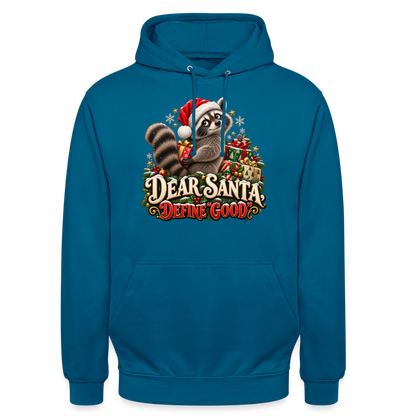 CityShirts - Hoodie - Dear Santa, define good – julevaskebjørn - CS028 - dybt havblå 
