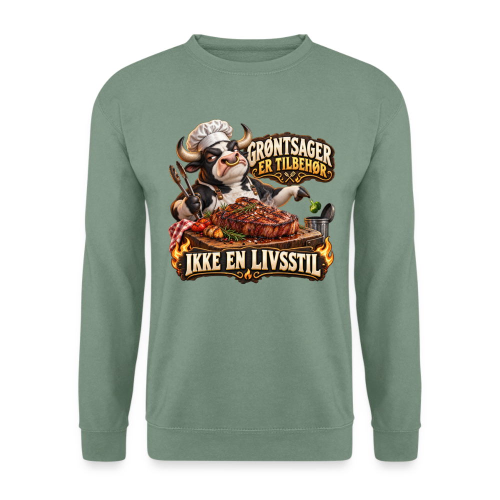 CityShirts - Sweatshirt - Grøntsager er tilbehør – Ikke en livsstil - CS053 - grågrøn