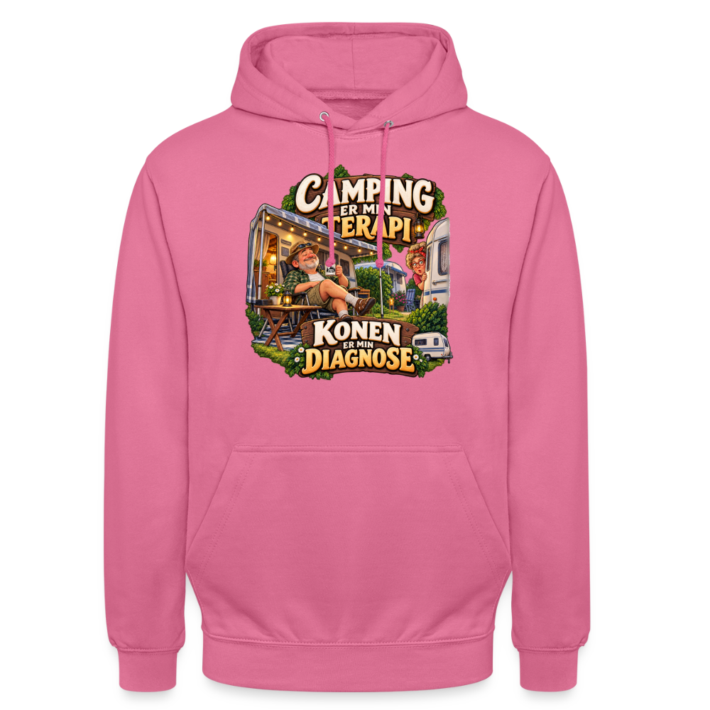CityShirts - Hoodie - Camping er min terapi – Konen er min diagnose - CS032 - pink
